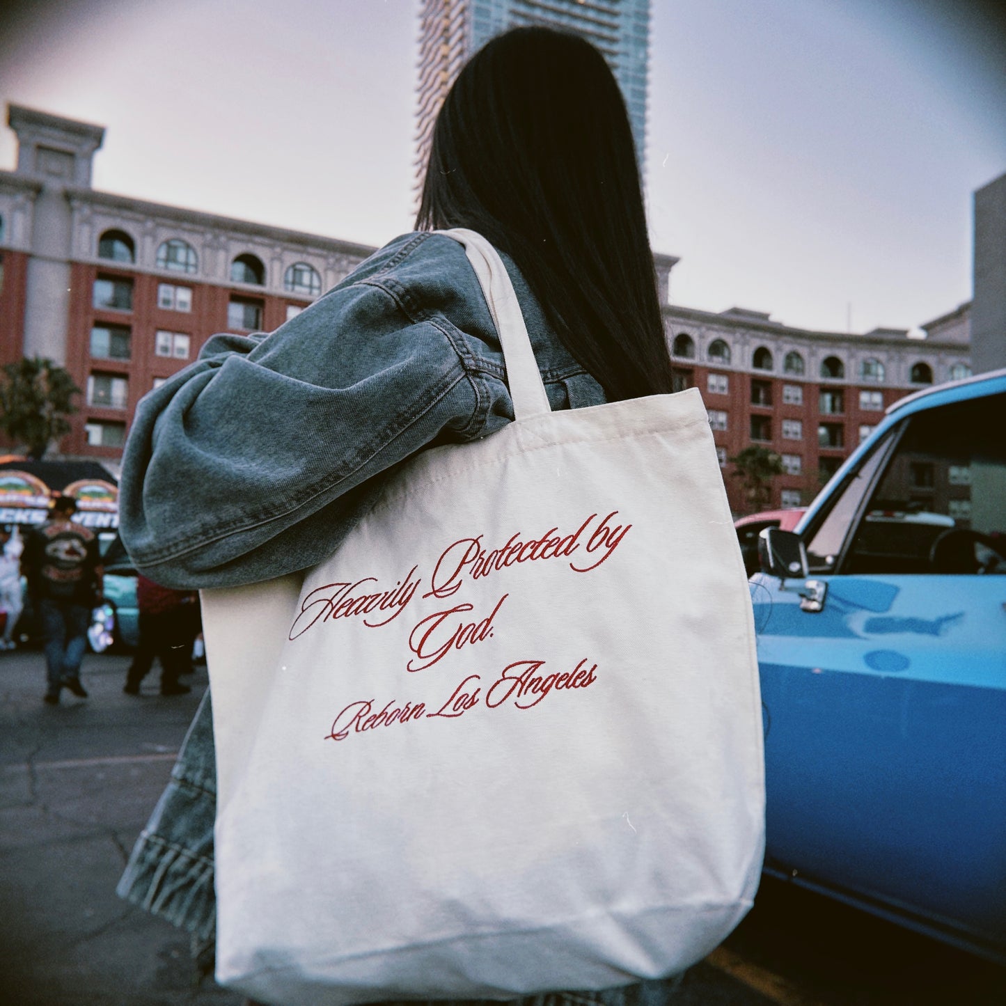 “Heavily Protected by God.” Tote