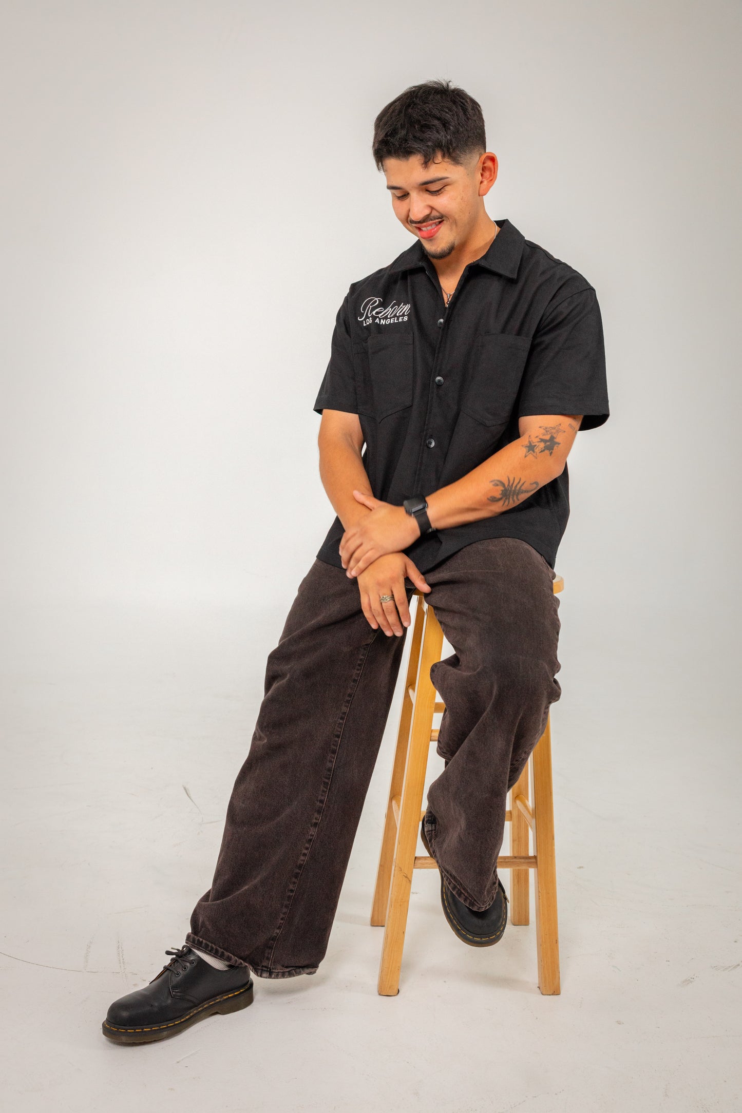 Heavily Protected by God Button Up  -Black