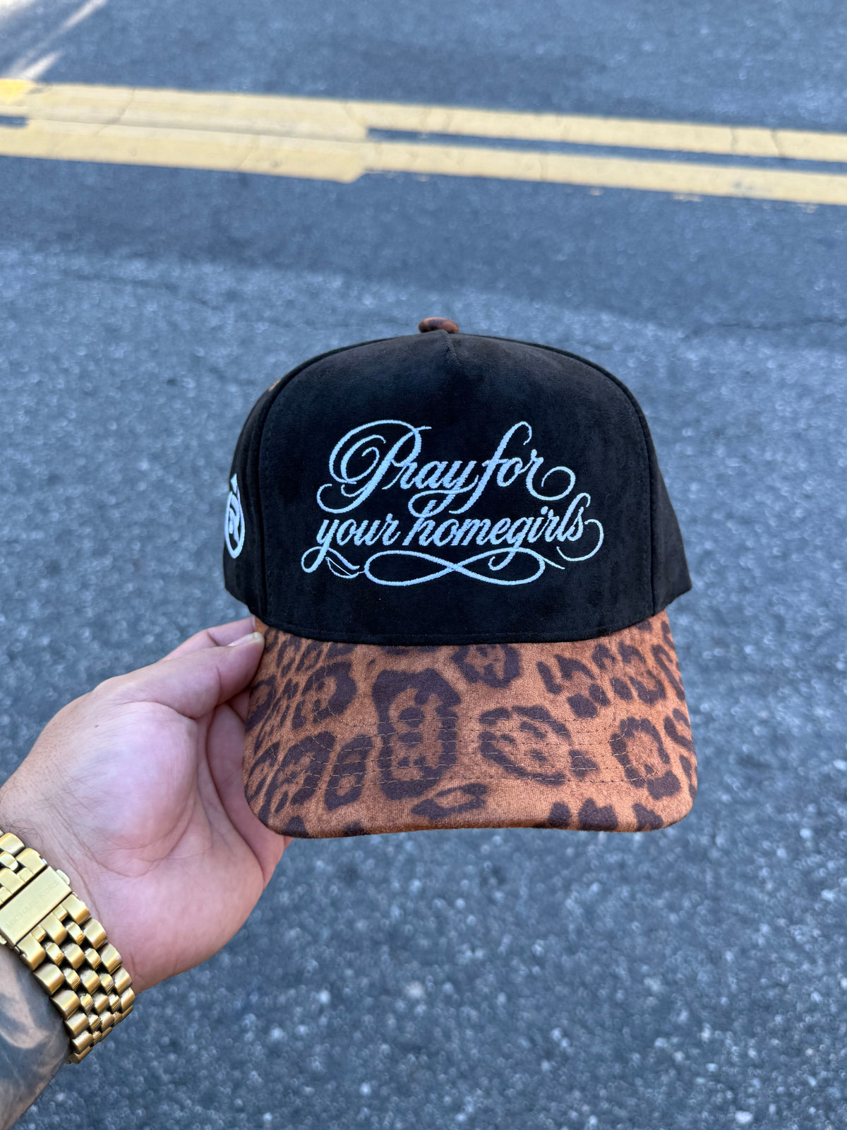Pray for Your Homegirls Leopard Hat (Black)